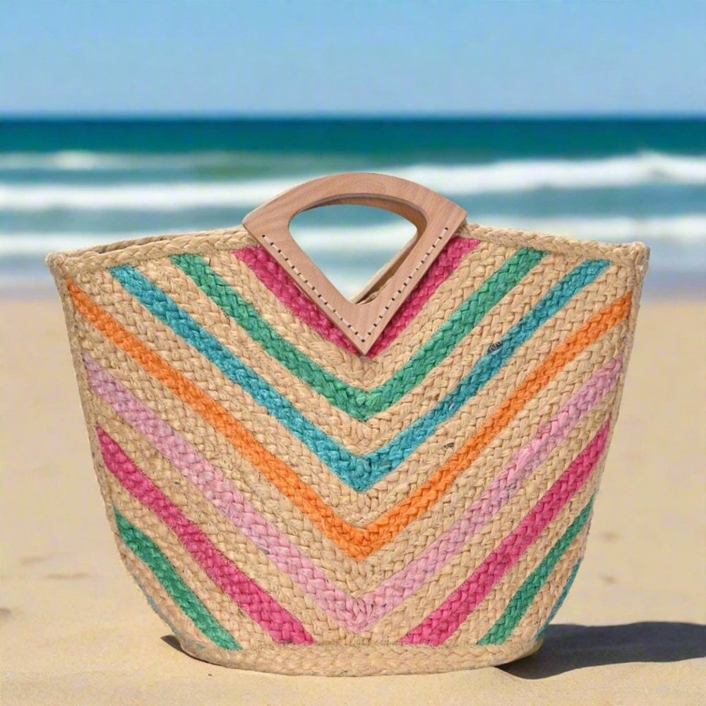 Antik Kraft Chevron Jute Tote